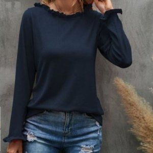 Elegant Navy Long Sleeve Top
